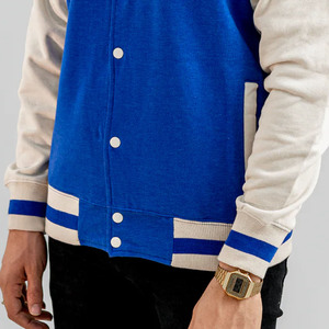 Blouson universitaire bleu beige pour homme, col rabattu, décontracté, pour l'automne, avec logo imprimé par transfert thermique sur le devant, coupe classique - Product Image 5