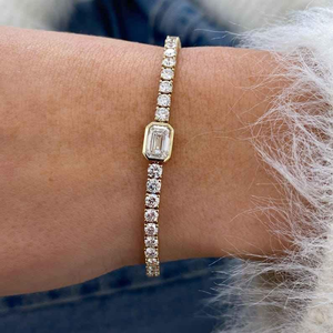 Pulsera de tenis de lujo con diamantes de moissanita y plata 925, corte esmeralda y corte redondo, joyería Iced Out para mujer, elegante y lujosa - Product Image 4