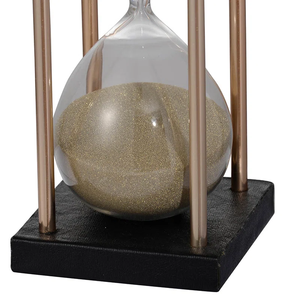 Minuteur à sable rond en métal plaqué or fait main, poli, au design côtier moderne pour la décoration de la maison, du bureau et du salon - Product Image 4