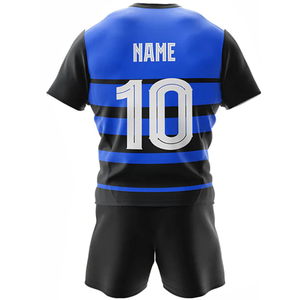 Maillot de football rayé bleu et noir pour homme, manches courtes, tissu respirant, uniforme d'équipe, taille adulte - Product Image 3