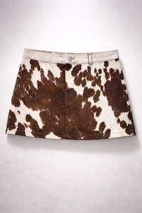 Falda de Cuero Genuino Personalizada de Alta Calidad para Mujer, con Pelo de Vaca, para la Temporada de Invierno - Product Image 5