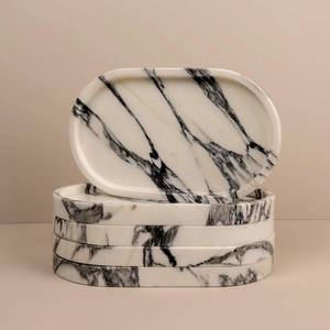 Plateau en marbre Calacatta Viola, pierre naturelle, forme ovale, résistant au feu, décoration de luxe pour la maison, pour revêtement mural, salle à manger, cuisine - Product Image 4