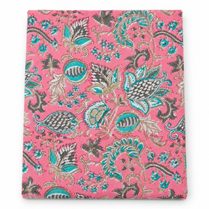 Tela de Voile de Algodón Peinado Ligero Estampado a Mano Pinksa Fashion, Patrón de Hojas de Follaje Amarillo y Azul, 90 GSM 60S60S - Product Image 6