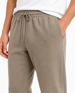 Ensemble t-shirt et pantalon de jogging en coton premium pour homme, tenue décontractée assortie, t-shirt uni à col rond avec cordon de serrage à la taille élastique - Product Image 4