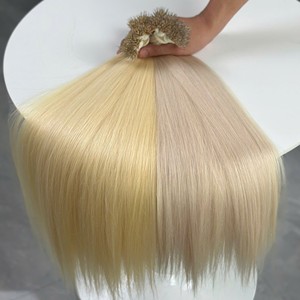 Extensiones de Cabello Liso con Punta I-Tip, Rubio Ceniza Piano 613, Doble Trama, Cabello Humano Virgen Vietnamita, Adhesión de Queratina, Trama Única, Venta al por Mayor - Product Image 1