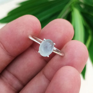 Bague artisanale en laiton avec pierre de lune ovale sertie à griffes, bijou minimaliste bohème en pierre précieuse naturelle pour femme, cadeau - Product Image 4