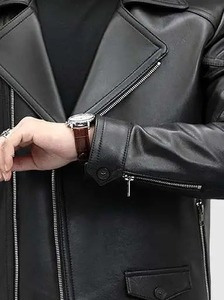 Men's Black Biker Leather <b>Jacket</b> Motorcycle Rider Classic Zip Up <b>Slim</b> <b>Fit</b> <b>Jacket</b> - Product Image 3