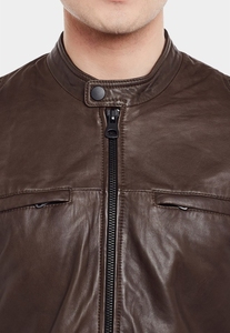Chaqueta de Motociclista de Cuero Recubierto para Hombre, Talla Grande, con Cuello Alto de Piel de Oveja Ligera y Bolsillo Frontal, Directo de Fábrica, Alta Calidad, 2026 - Product Image 2