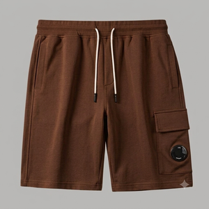 <b>Men's</b> Luxury Solid <b>Brown</b> Color Mid Waist <b>Shorts</b> Pure Cotton 180 GSM Fabric <b>Men's</b> Summer Wear Cargo <b>Shorts</b> With Drawstrings - Product Image 1