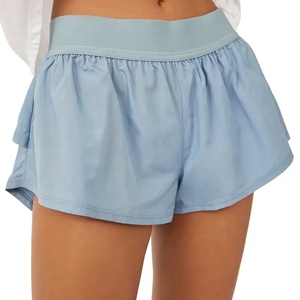 Shorts de yoga personnalisés pour femmes, taille haute élastique, coupe ample, sportifs, séchage rapide, en polyester et nylon, couleur unie, style jupe - Product Image 1