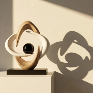 Escultura Abstracta de Madera Hecha a Mano, Arte Minimalista, Decoración de Mesa, 26 cm de Altura, Adorno para Sala de Estar - Product Image 2