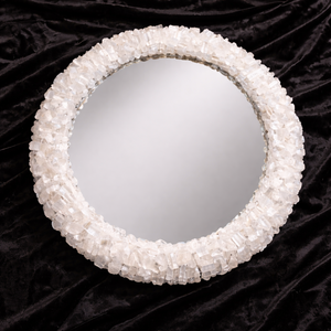 Espejo de Pared LED de Cristal de Selenita de Lujo, Espejo de Baño Moderno Hecho a Mano con Piedra Natural, Espejo Decorativo de Pared para el Hogar - Product Image 3