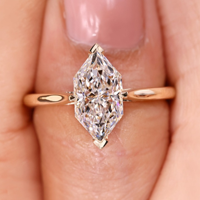 Anillo de compromiso y boda de moissanita con corte marquesa holandés y halo oculto, 2.10 quilates, chapado en oro de 14k, regalo