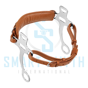 Bridon d'équitation professionnel Hackamore avec plaques latérales en acier inoxydable et têtière en cuir pour l'entraînement équestre - Product Image 5