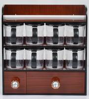 Organisateur de comptoir moderne pour 6 pots à épices, avec tiroir de rangement pour pots en verre, support à épices et herbes aromatiques pour cuisine, structure métallique, gain de place