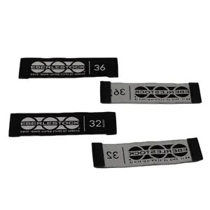 Etiquette de taille tissée recyclée personnalisée Etiquette de cou damassée haute densité pour vêtements d'extérieur Vêtements Pays de fabrication Etiquette de pantalon design - Product Image 2