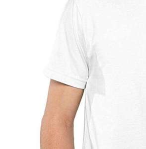 เสื้อยืดคอกลมแขนสั้นสีพื้นผ้าถักลำลองสำหรับผู้ชาย ทรงปกติ ผ้าเจอร์ซีย์คอตตอน 100% - Product Image 3