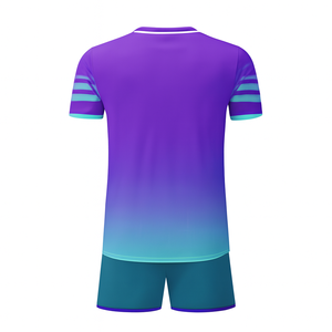 Camiseta de Fútbol para Hombre con Cuello en V, Degradado Púrpura y Verde Azulado, Manga Corta, Poliéster que Absorbe la Humedad, Ropa Deportiva para Todas las Temporadas - Product Image 2