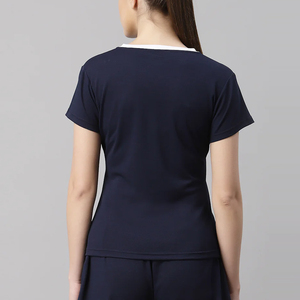 Wholesale Women's Navy Blue Short Sleeve <b>T</b>-<b>Shirt</b> O-Neck Slim Fit Quick Dry Sporty Knitted Polyester Spring Summer Wear 2026 - Product Image 5