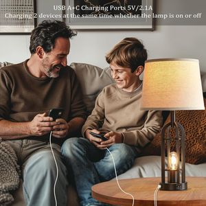 Set di 2 Lampade da Tavolo Nere in Stile Rustico per Soggiorno e Comodini - Product Image 3