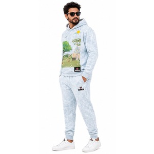 Men Acid Wash Hooded Tracksuit <b>Set</b> Soft Cotton Hoodie with <b>Matching</b> <b>Joggers</b> for Casual Fitness Travel and Weekend Wear - Product Image 6