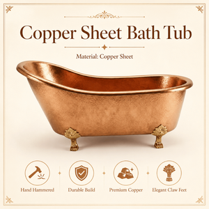 Bañera de Cobre Martillado de Lujo con Patas de Estilo Antiguo, Bañera Independiente Hecha a Mano para Baños Sofisticados - Product Image 3
