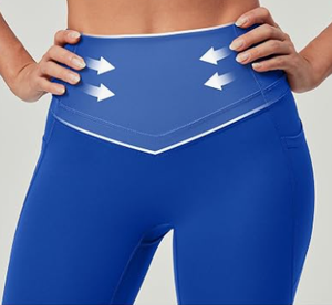 HAWK SPORTS INDUSTRIES เลกกิ้งเอวสูงสีพื้นแบบเต็มตัว มีกระเป๋า ยืดหยุ่น ระบายอากาศได้ดี ไร้ตะเข็บ ผ้ายืดสแปนเด็กซ์ สำหรับออกกำลังกาย - Product Image 3