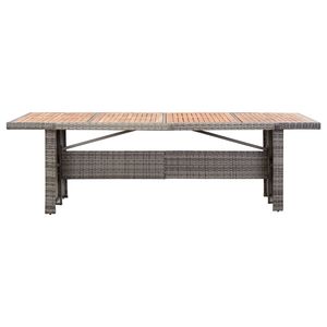 Ensemble de salle à manger de patio en rotin gris, 9 pièces, meubles de jardin d'extérieur, structure en acier résistant aux intempéries, plateau en bois de teck - Product Image 4