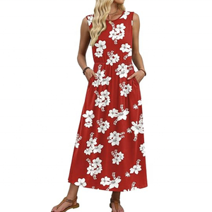 Robes d'été WIHOLL pour femmes 2026 – Robes longues et fluides sans manches coupe trapèze avec poches - Product Image 3