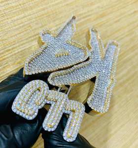 3ct Moissanite Customizable Unisex Children's Cross Pendant Hiphop Style IGI Certified Owl Design 14K Yellow Gold Plated - Product Image 3