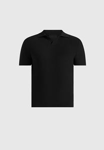 เสื้อถักผู้ชายมีซิป ระบายอากาศได้ดี แขนสั้น สีพื้น ทรงปกติ ลำลอง มีปก สีดำ - Product Image 2