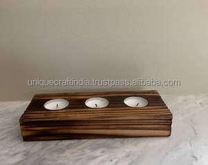 Premium Quality Handmade Wooden <b>Candle</b> Holder Elegant Curved Multi-<b>Candle</b> Tealight Stand <b>Long</b> Curved Design for Christmas Decor - Product Image 2