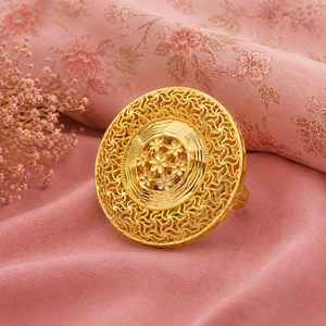 แหวนทองเหลืองชุบทอง 14K18K24K แบบดูไบสำหรับเจ้าสาว แหวนนิ้วแบบดั้งเดิม แหวนแฟชั่นชุบทอง - Product Image 3