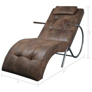 Chaise Lounge Ergonómica Mediana de Tela con Aspecto de Gamuza Marrón, Comodidad y Estilo Premium - Product Image 6