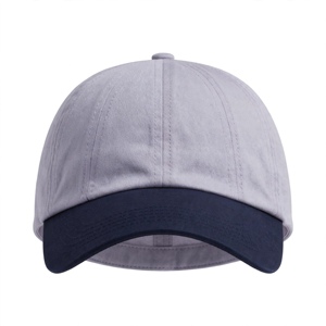Casquette de baseball en denim gris Amkoor à 6 panneaux avec visière bleu foncé, respirante et imperméable, unisexe, réglable, décontractée pour adultes - Product Image 1