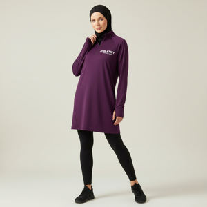 Camiseta Musulmana Modesta de Manga Larga para Mujer con Orificios para Pulgares, Secado Rápido, Transpirable, UPF50+, Informal, Deportiva, para Uso Diario - Product Image 1