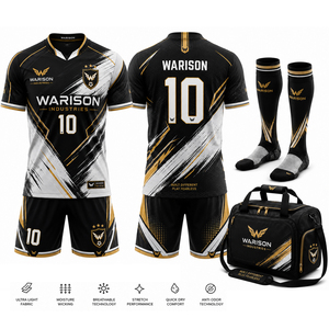 Unisex Breathable Football Uniform Set Plus Size Football Training Jersey Short Socks And Bag Set With Custom Name And Number - Product Image 1