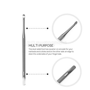 Pousse-ongles élégant en acier inoxydable de qualité supérieure avec construction durable, bords lisses, design ergonomique, double extrémité pour manucure - Product Image 2