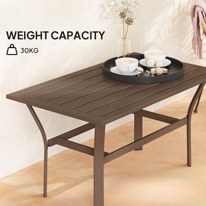 Tavolo da Giardino Rettangolare in Metallo con Doghe, Marrone, per Esterni - Product Image 6