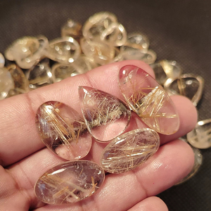ควอตซ์รูทิเลตสีทอง ทรงกลมเจียระไนแบบบริลเลียนท์  หินพลอยหลวมที่ปรับขนาดได้  เครื่องประดับทำมือ  สินค้าขายดี - Product Image 3