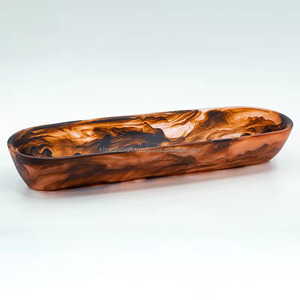 Bandeja redonda de resina ondulada de mármol con textura rosa, artículos para el hogar y plato para servir ensalada de cocina, cuencos de resina hechos a mano, accesorios de cocina - Product Image 3