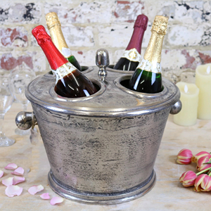 Luxury Leopard Silver Champagne Bucket 6-Bottle Large <b>Ice</b> <b>Cooler</b> with Removable Bottle Holder Premium Pedestal Party Drink Tub - Product Image 5