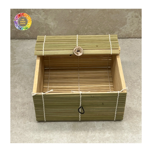 Boîte de rangement en bambou naturel tissé à la main, style rideau, pour thé, souvenirs, bijoux, petits cadeaux et décoration rustique pour la maison - Product Image 1