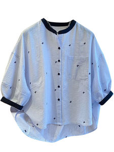 Camisa de mujer con estampado de cuello redondo, elegante, vintage, transpirable, informal de oficina, nueva moda de verano 2026 al por mayor - Product Image 2