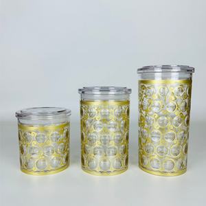 Tarro de caramelo de plástico acrílico dorado con diseño de puntos - Product Image 2