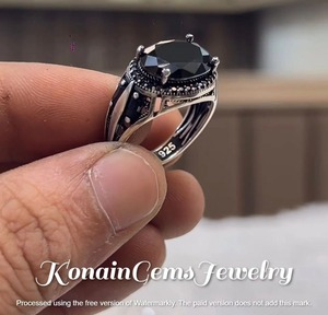 Men's <b>Black</b> <b>Onyx</b> Alloy Gemstone <b>Ring</b> | Handmade Ottoman Style - Product Image 3