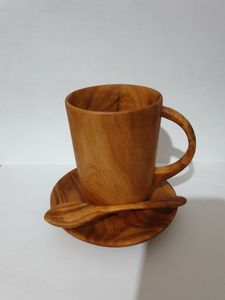 Rustic Wooden Mug Handcrafted Solid Wood Coffee Mug Natural Finish Eco Friendly Drinkware for Kitchen Dining - Product Image 3