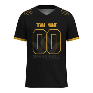 Maillot de football américain unisexe personnalisé, col en V, manches courtes, sublimation, évacuation de l'humidité, 100% polyester, impression du nom de l'équipe - Product Image 2