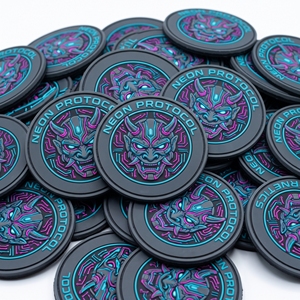Wholesale Neon Protocol PVC Patch Cyberpunk Circuit Badges Round Silicone Emblems for Urban Streetwear Direct Factory - Product Image 1