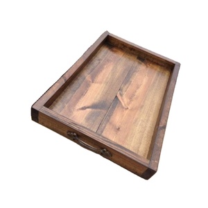 Plateau de service de ferme en acacia véritable grands plateaux d'affichage rectangulaires plateaux décoratifs personnalisés en bois naturel à haute durabilité - Product Image 1